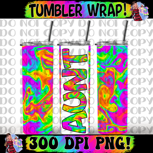 Aunt Rainbow swirl Tumbler Wrap